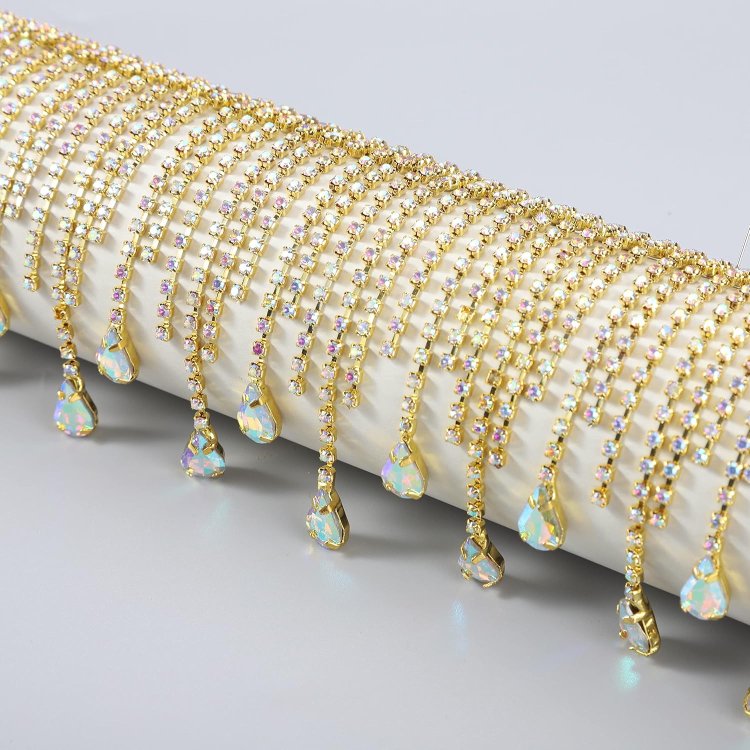 Coucoland Crystal Rhinestone Trim Ribbon 1 Yard Tassel Chain for Dresses image 5