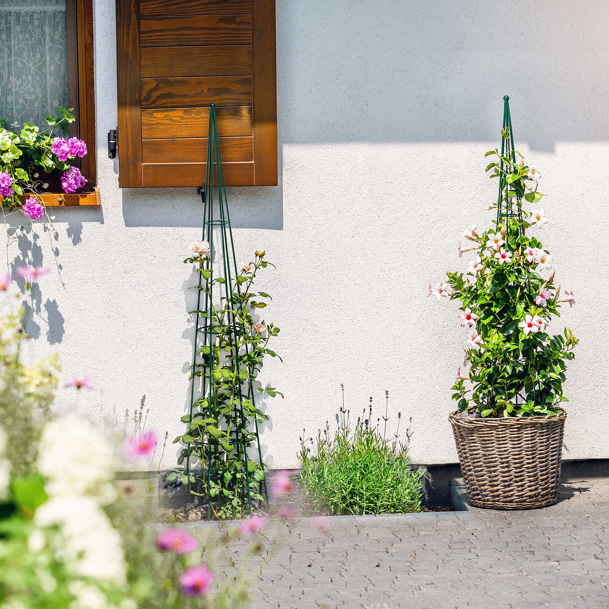 KADAX Tuteur ŕ Colonne Autonome pour Jardin, Roses, Plantes grimpantes, Plantes grimpantes, tuteur en Acier, Aide ŕ l'escalade, Treillis, Pyramide résistante aux intempéries, Vert Höhe: 120 cm Vert