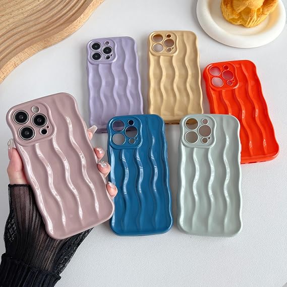 Caseative for iPhone 14 Pro Max Case, Khaki | Water Ripple Pattern Curly Wave Frame Soft