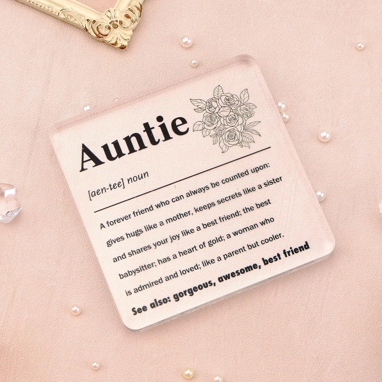 Aunt Auntie Gifts for Women from Nephew Niece Great Best Aunt Ever Rose Gift Ideas Decorative Acrylic Block Plaque Unique Birthday Valentines Day Mothers Day Christmas Gifts - Image 2