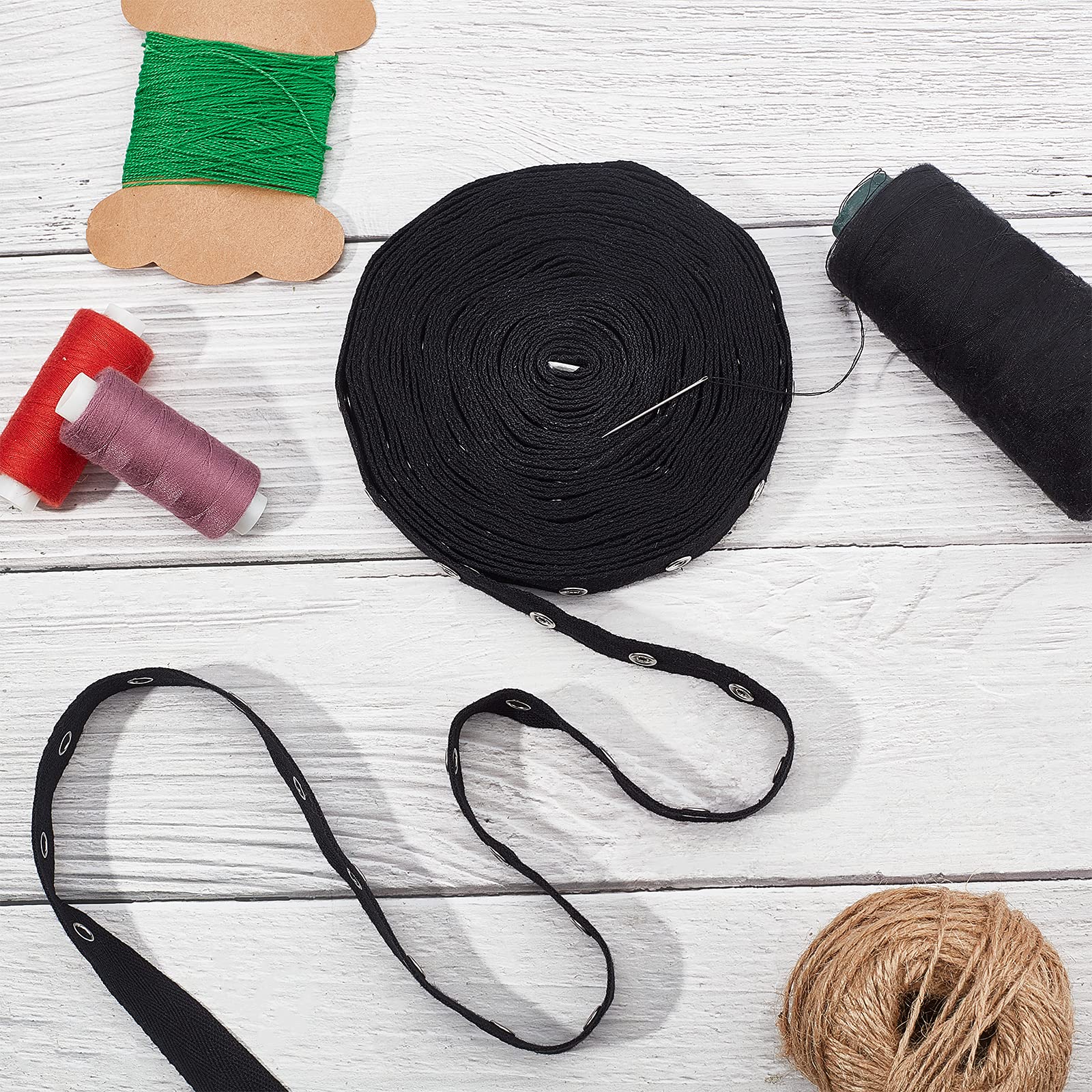 GORGECRAFT 10 yarda Botón A Presión Cinta Embellecedora Costura Botones A Presión Recambio de Cierre de Cremallera con Botones de Metal para Coser Bricolaje, Negro