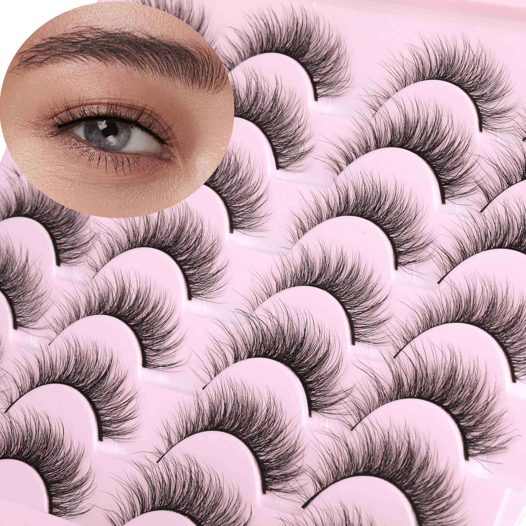 Mink Lashes Natural Look Fluffy 3D Curl Eye Lashes Wispy Light Volume False Lashes Pack by Zegaine