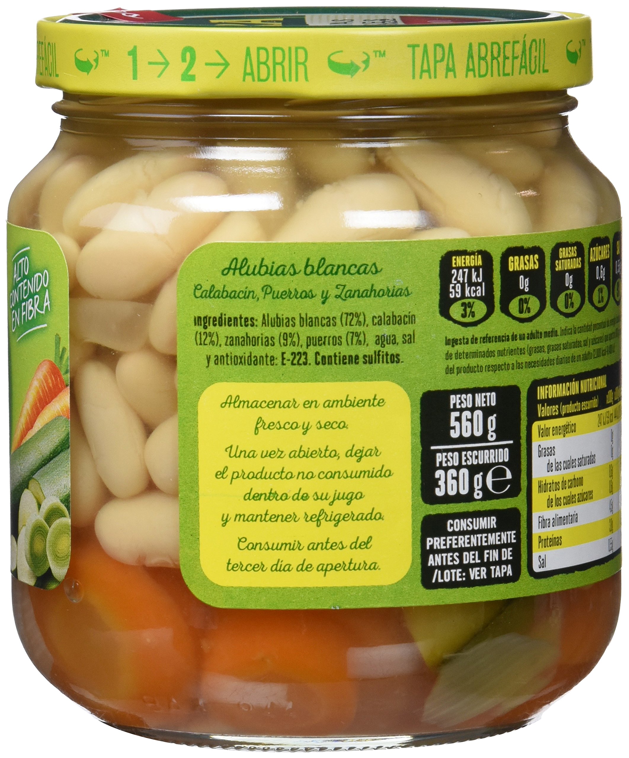 Gvtarra Tus Primeros Alubia Blanca, Puerro, Calabacín y Zanahoria. Legumbre - Paquete de 6 x 360 gr - Total: 2160 gr