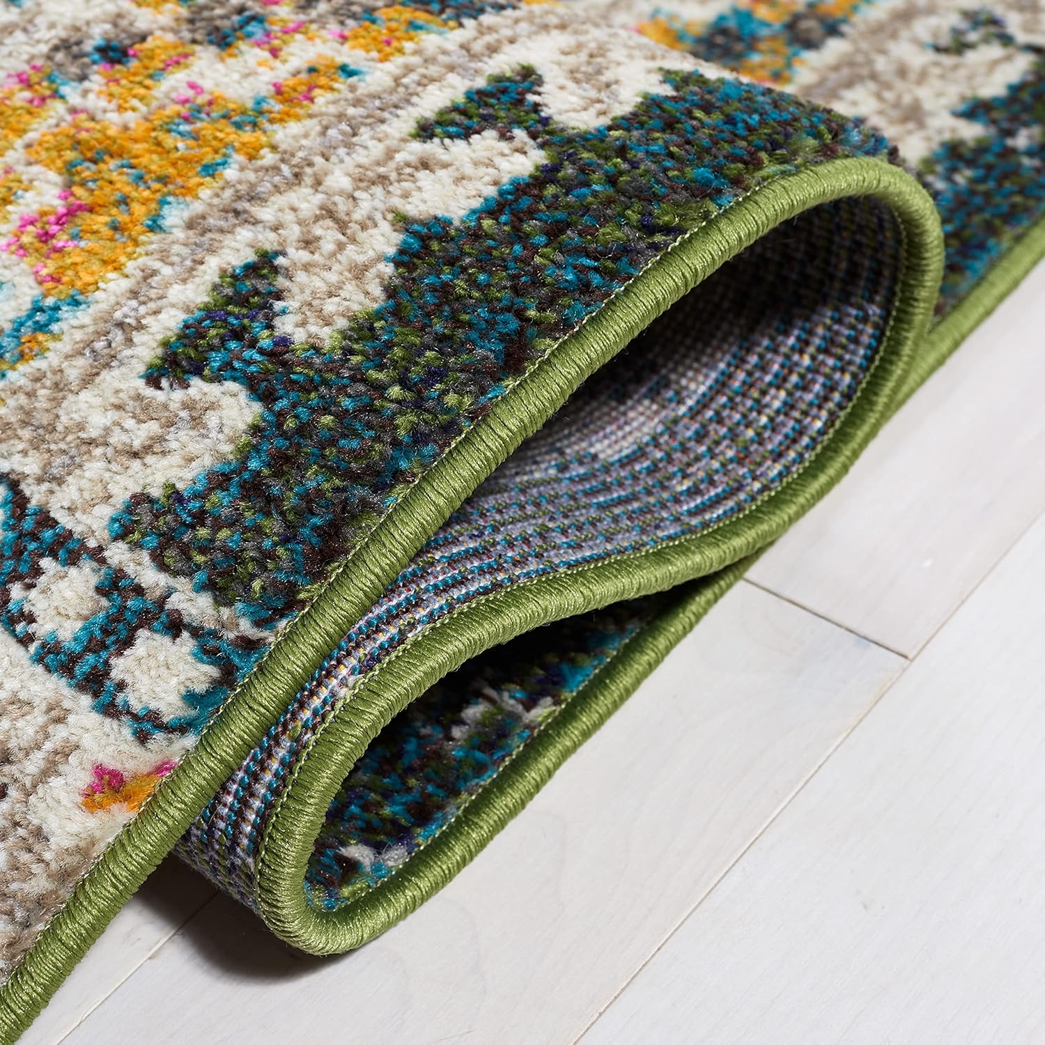 SAFAVIEH Madison Collection Runner Rug - 2' x 8', Dark Green & Beige, Boho Tribal Distressed Design, Non-Shedding & Easy Care, Ideal for High Traffic Areas in Living Room, Bedroom (MAD481Y)