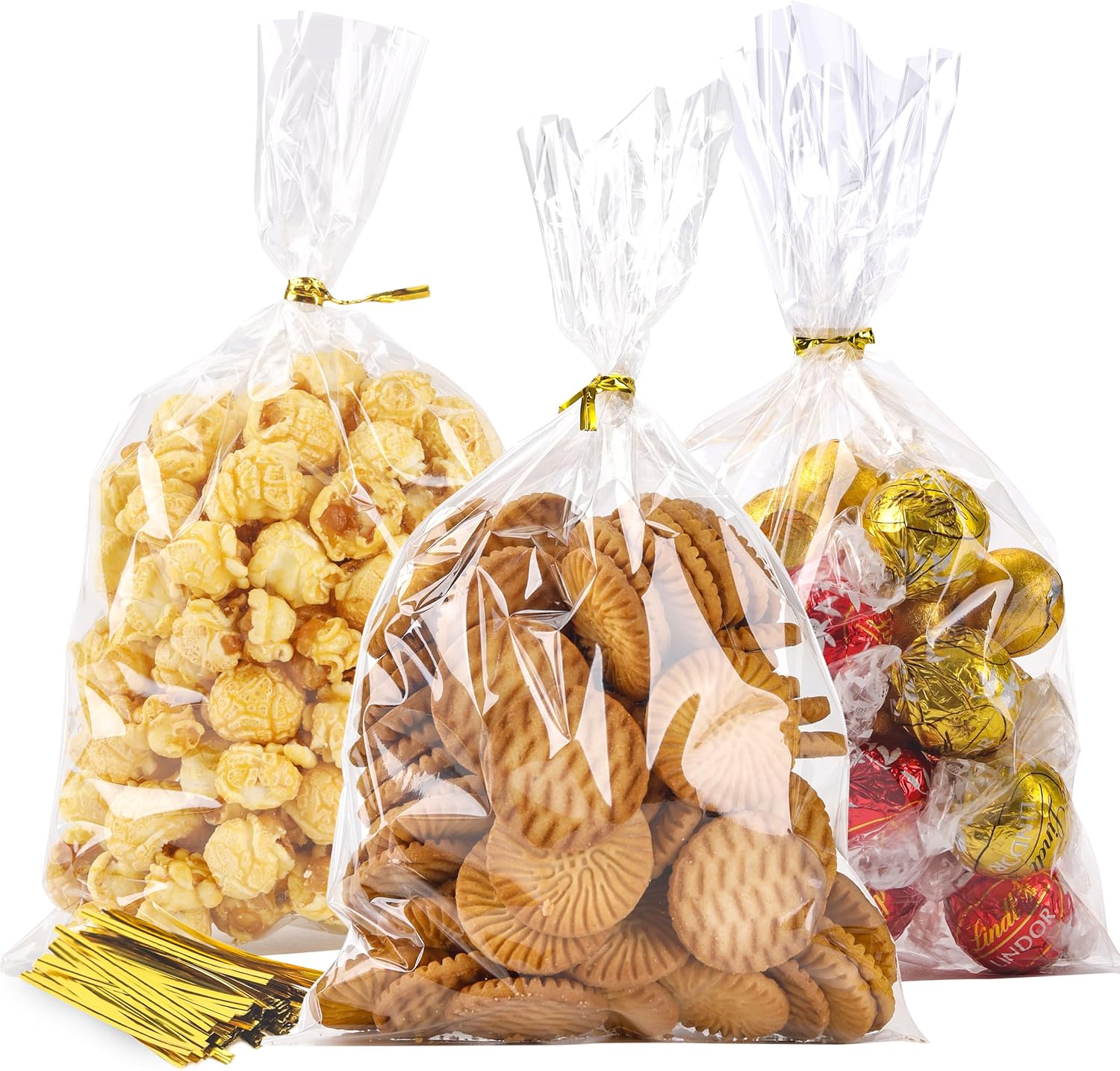 LOKIQNG Cellophane Bags Plastic Treat Bags Clear Cookie Bags Candy Bags