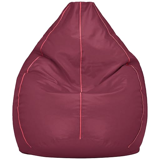 Solimo Teardrop Bean Bag Cover, Maroon With Pink Piping