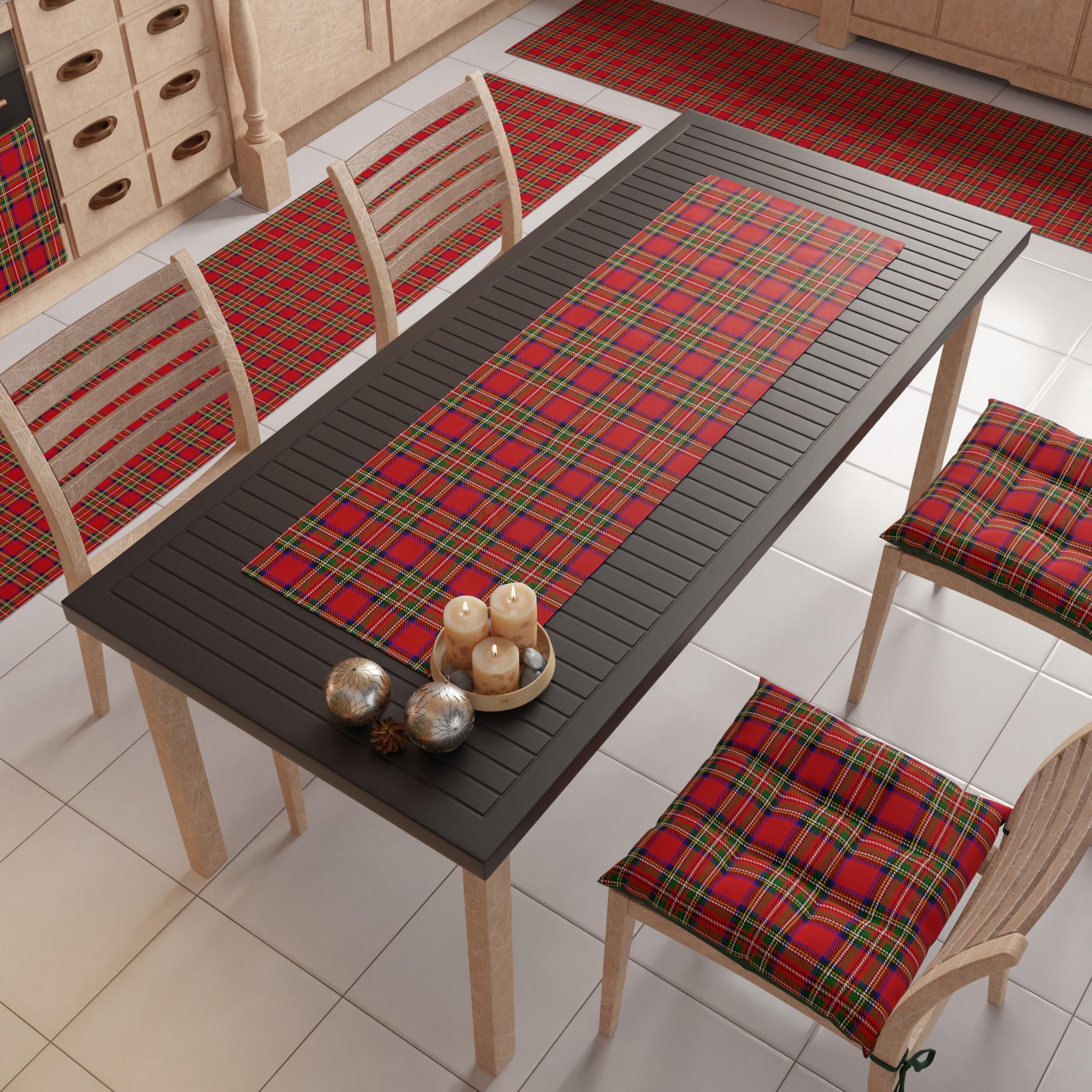 PETTI Artigiani Italiani - Camino de Mesa Navideño 140x40 cm, Camino de Mesa Navidad para Cocina, Decoración Navideña para Mesa, Camino de Mesa Elegante Tartan, 100% — view 2