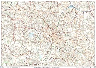 Birmingham City Centre Postcode Sectors Wall Map (C4) - 47" x 33.25" Paper