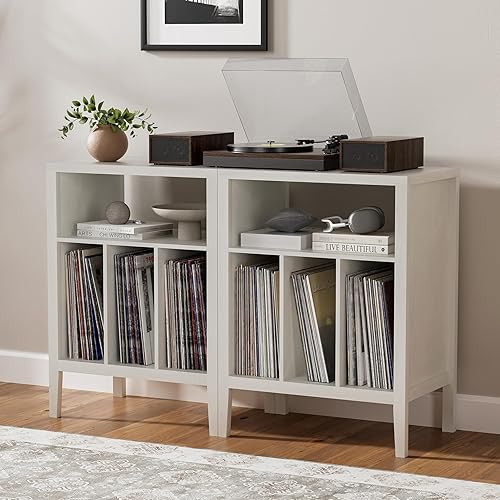 Miniatura 3 de Soporte para tocadiscos con almacenamiento de discos de vinilo con capacidad para hasta 180 álbumes, soporte giratorio grande, estante de