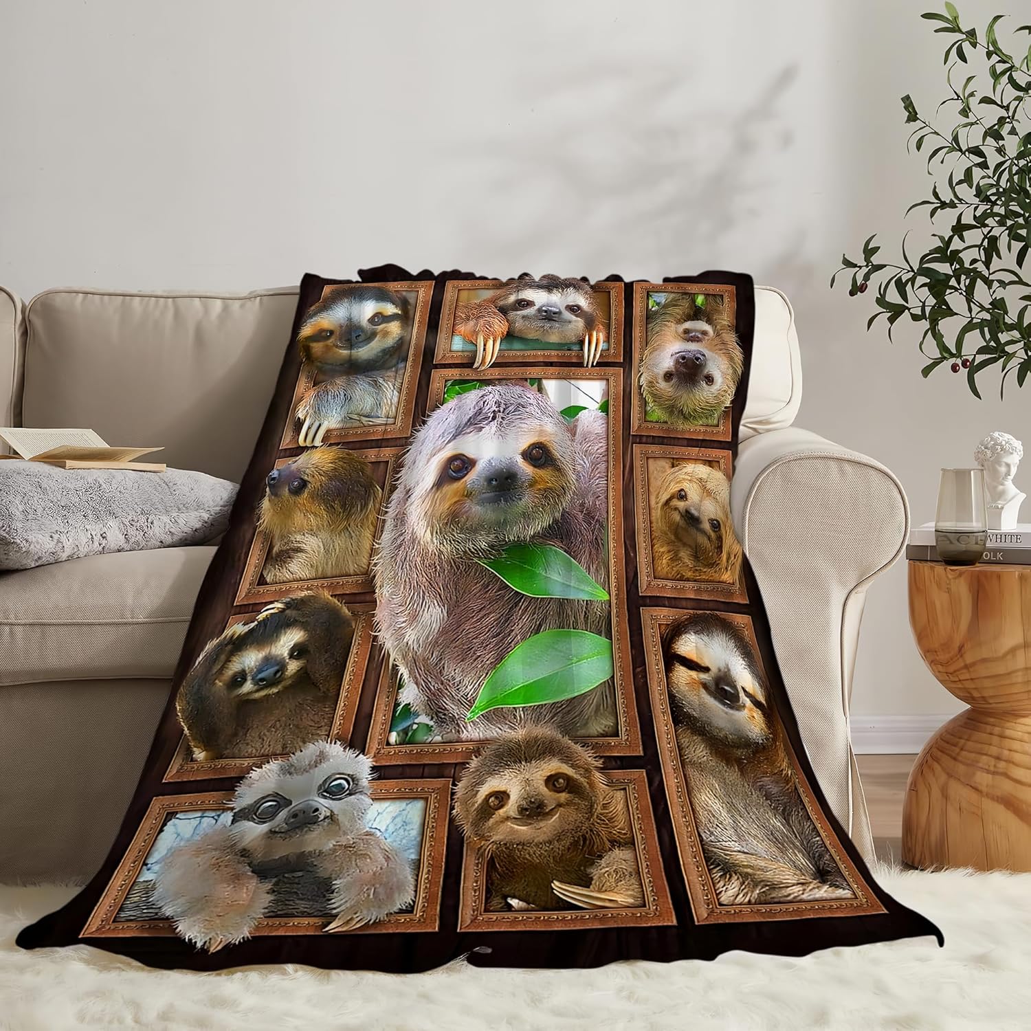 jerkboo Sloth Blanket Throws Sloth Gifts Sloth Throw Blanket for Women Men Kids Adults Soft Warm Cozy Fleece Blanket for Couch Sofa ​Bed 50""x40"" - Image 7
