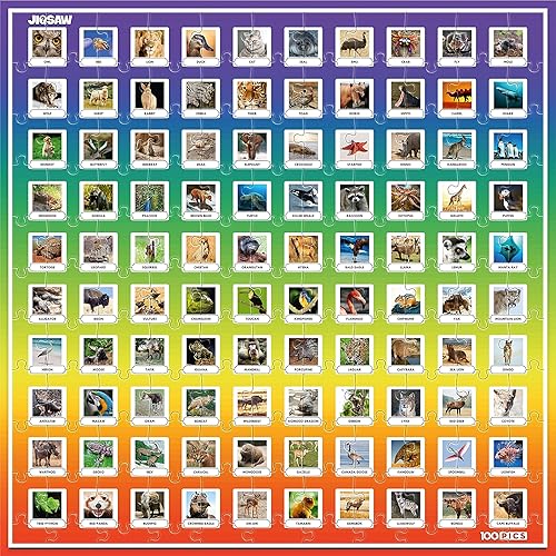 Miniatura 8 de 100 PICS Rompecabezas de animales de prueba, 2 juegos en 1, rompecabezas + juego de preguntas, 221 piezas, tamaño grande