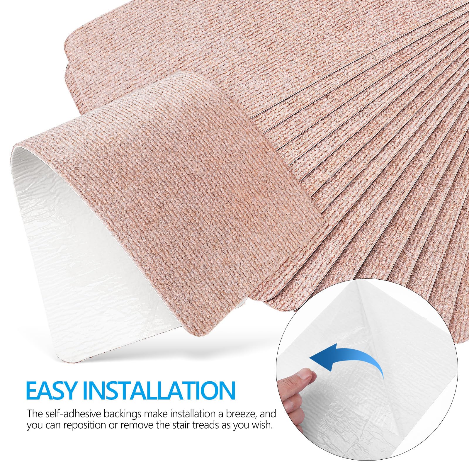 Lot de 15 marches d'escalier adhésives antidérapantes de 55 x 20 cm pour protéger les marches en bois et moquette, faciles à installer et sûres