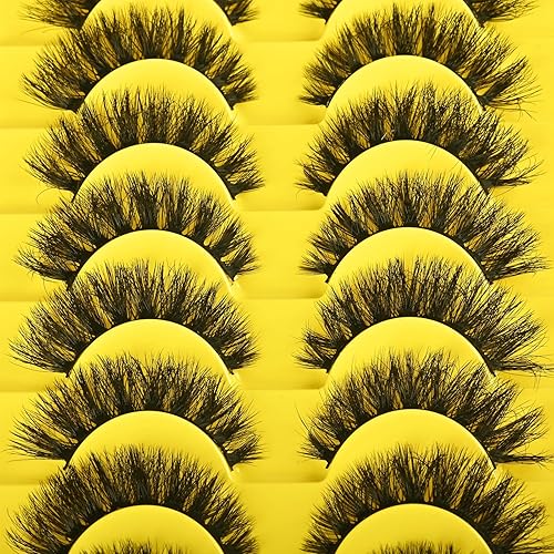 Miniatura 6 de Pestañas Postizas Cortas Tiras de Pestañas Completas de Visón 10 Pares Pestañas Esponjosas de Ojo de Gato Tiras de Pestañas Pestañas de Volumen