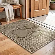 Dog Paw Doormats 20''x32'' for Dirty Paws, Washable Entryway Rugs Floor Mats Dirt Trapper with TPR Backing, Absorbent Low Profile Door Mat for Front Door, Hallway, Entryways, Beige