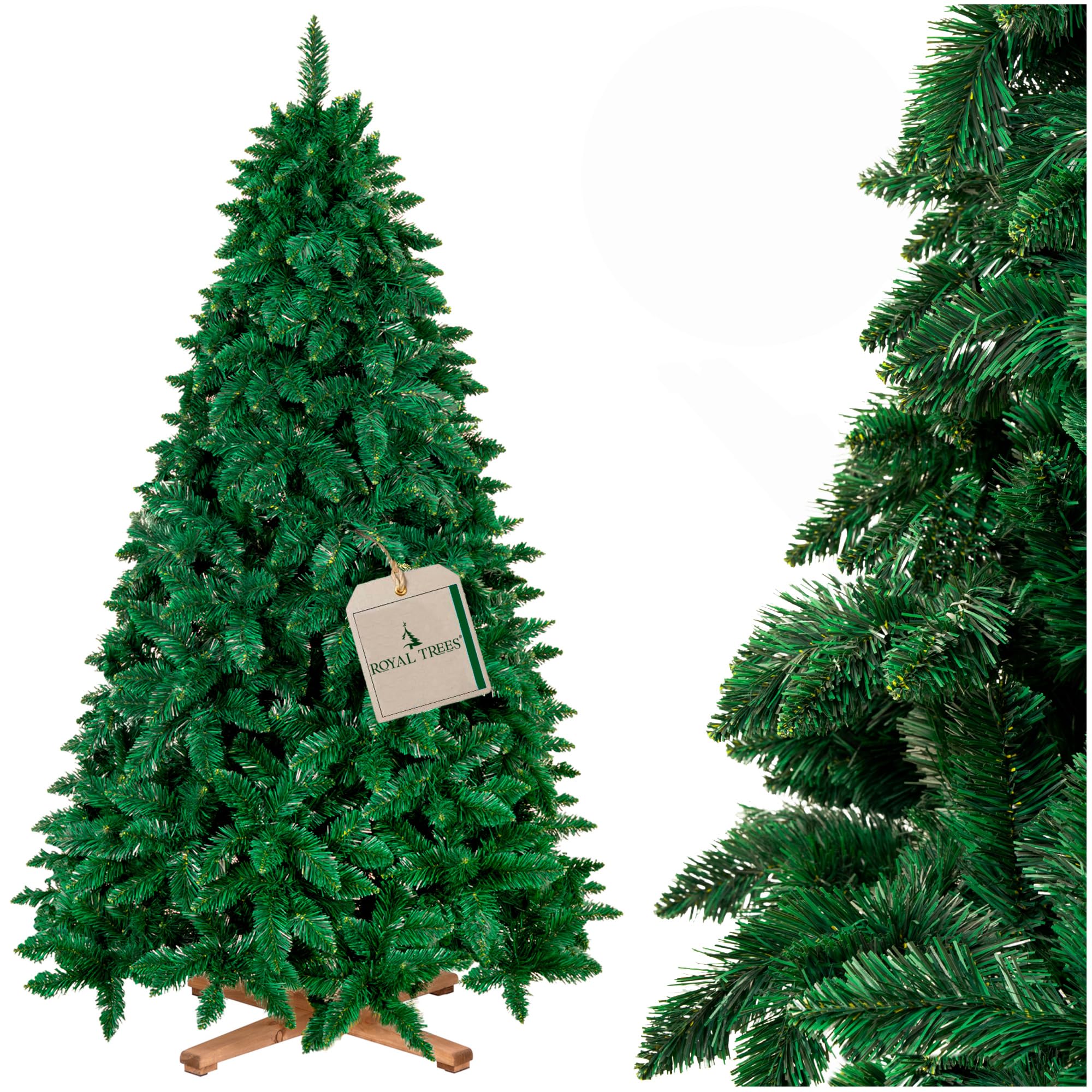 Sztuczna choinka 220 cm – sztuczna sosna leśna, realistyczna choinka z 817 gałązkami, gęsta sosna, duża, w zestawie stabilny drewniany stojak i praktyczna torba do przechowywania