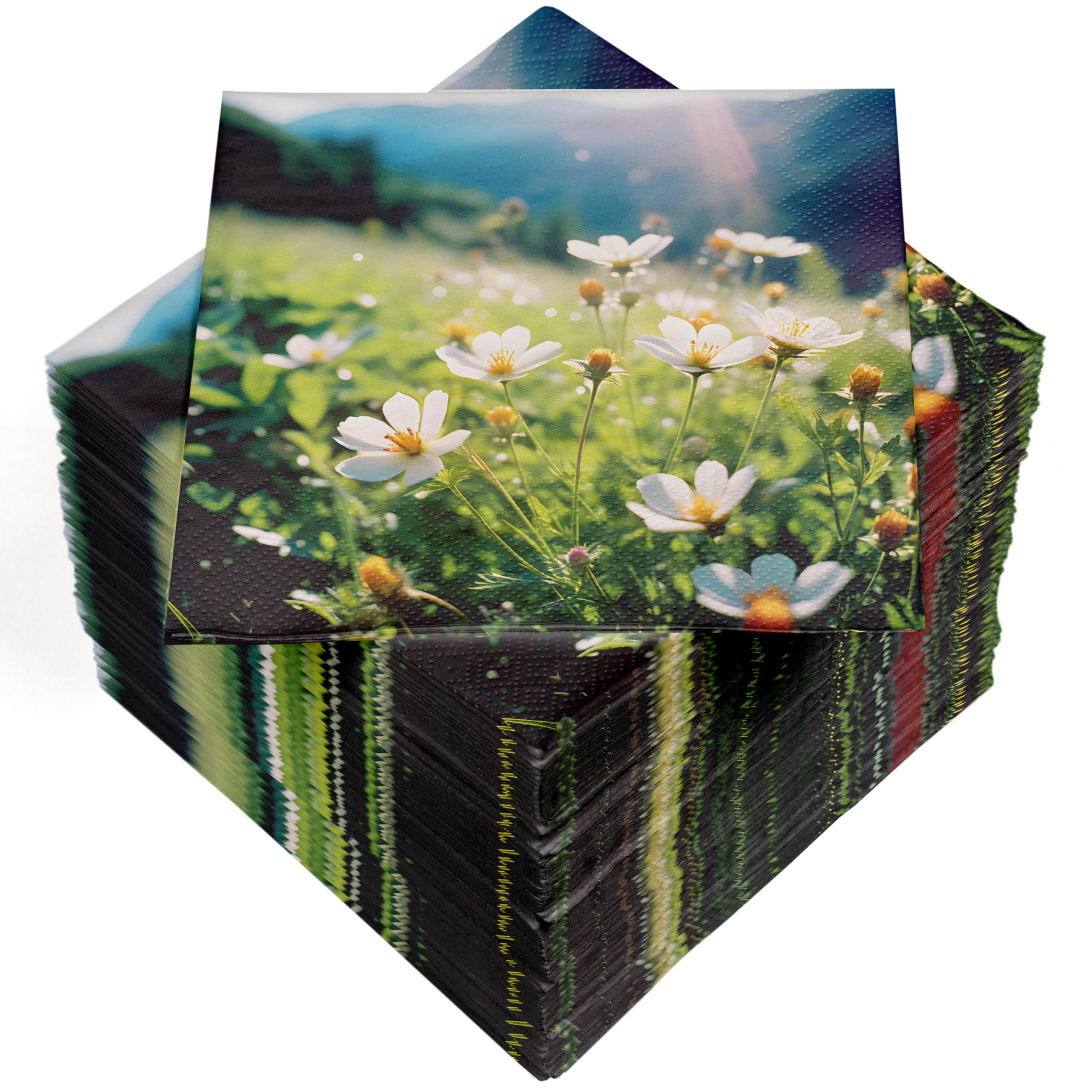 HEKU 100 Napkins, 3-ply, 33 x 33 cm, Mountain Meadow, Absorbent and Practical Packaging, Wide Selection, Ideal for Special Occasions