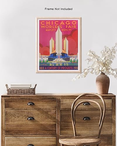 Miniatura 5 de Poster Master Póster de Chicago Worlds Fair 1933  Impresión Art Deco  Póster de viaje retro  Póster de arte de pared sin marco de 8 x 10 pulgadas