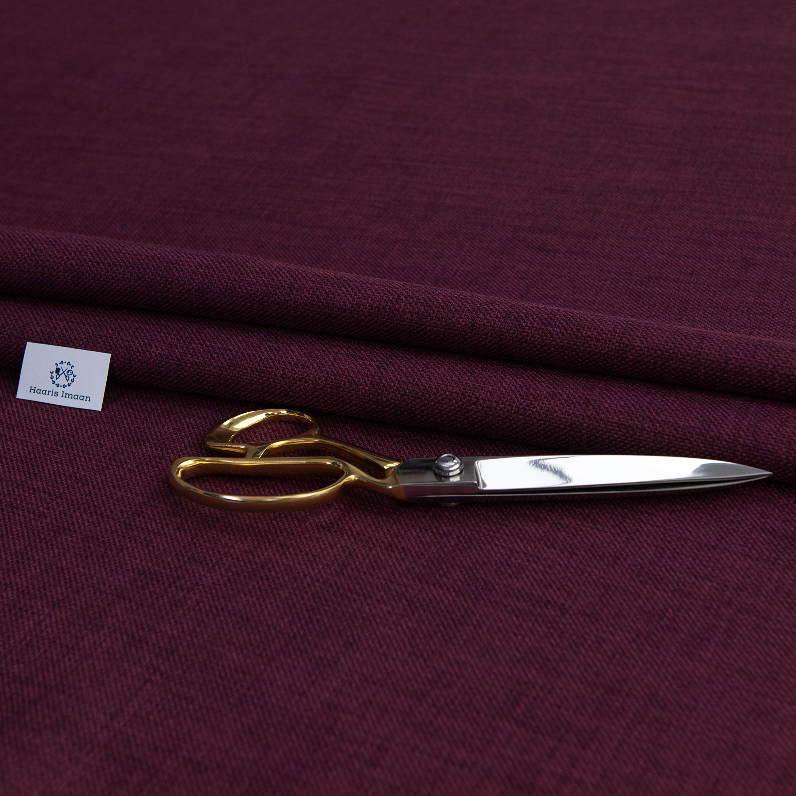 Haaris Imaan Linen-Look Upholstery Fabric | Fire Retardant Linen Fabric by The Metre | Durable, Soft & Breathable Sewing and Upholstery Material (Plum)
