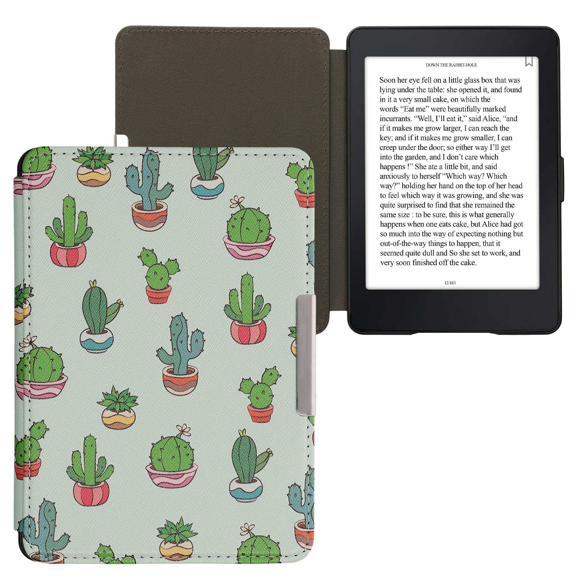 kwmobile Étui Compatible avec Amazon Kindle Paperwhite Coque - Étui à Rabat magnétique Tablette eReader Similicuir - Vert Clair-Vert foncé