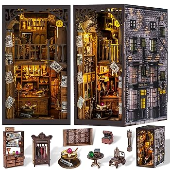 DIY ミニチュア ブックヌークキット 3Dモデル 木製 ドールハウス Amazon.co.jp: 教育モデル DIY ドールハウス ブックヌックキット