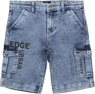 KiddoPanti Boys Knee Length Cargo Denim Shorts with Flap Pockets & Button Closure Casual Wear Price In India
