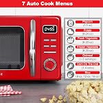 Galanz GLCMKZ09RDR09 Four à micro-ondes de comptoir rétro avec cuisinière automatique & Réchauffer, dégeler, Fonctions de démarrage rapide, Nettoyer facilement avec une platine en verre, Poignée de traction, 0.9 Cu ft, rouge