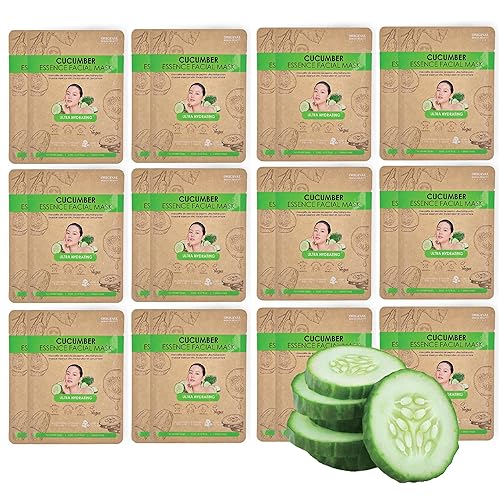 Miniatura 1 de 24PK - Mascarillas faciales de esencia de pepino para el cuidado de la piel, mascarilla facial coreana para el cuidado de la piel