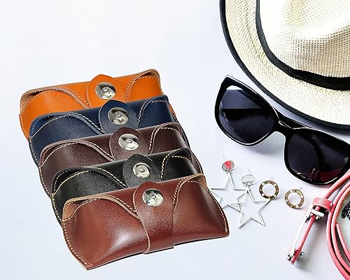 Miniatura 7 de DK86 Genuine Leather Glasses Case Sunglasses Pouch Eyeglass Case for Men and Women
