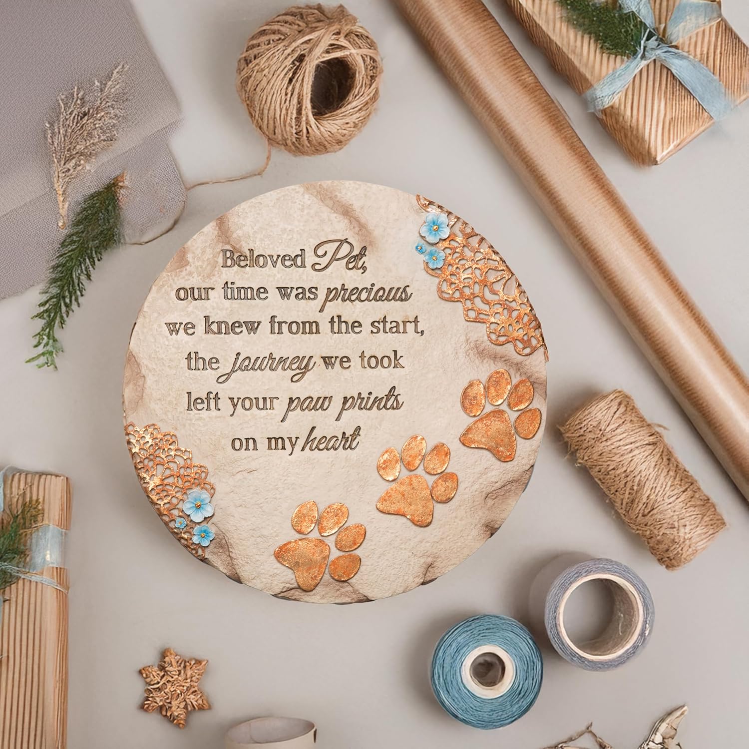 Pavilion Gift Company 19059 Light Your Way Memorial Garden Stone, 10-Inch, Beloved Pet