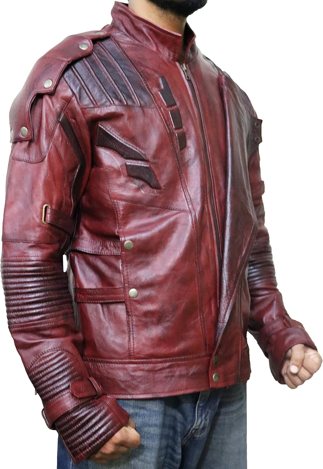 Guardians Star Lord Chris-Pratt Leather Jacket Costume, XXS-3XL