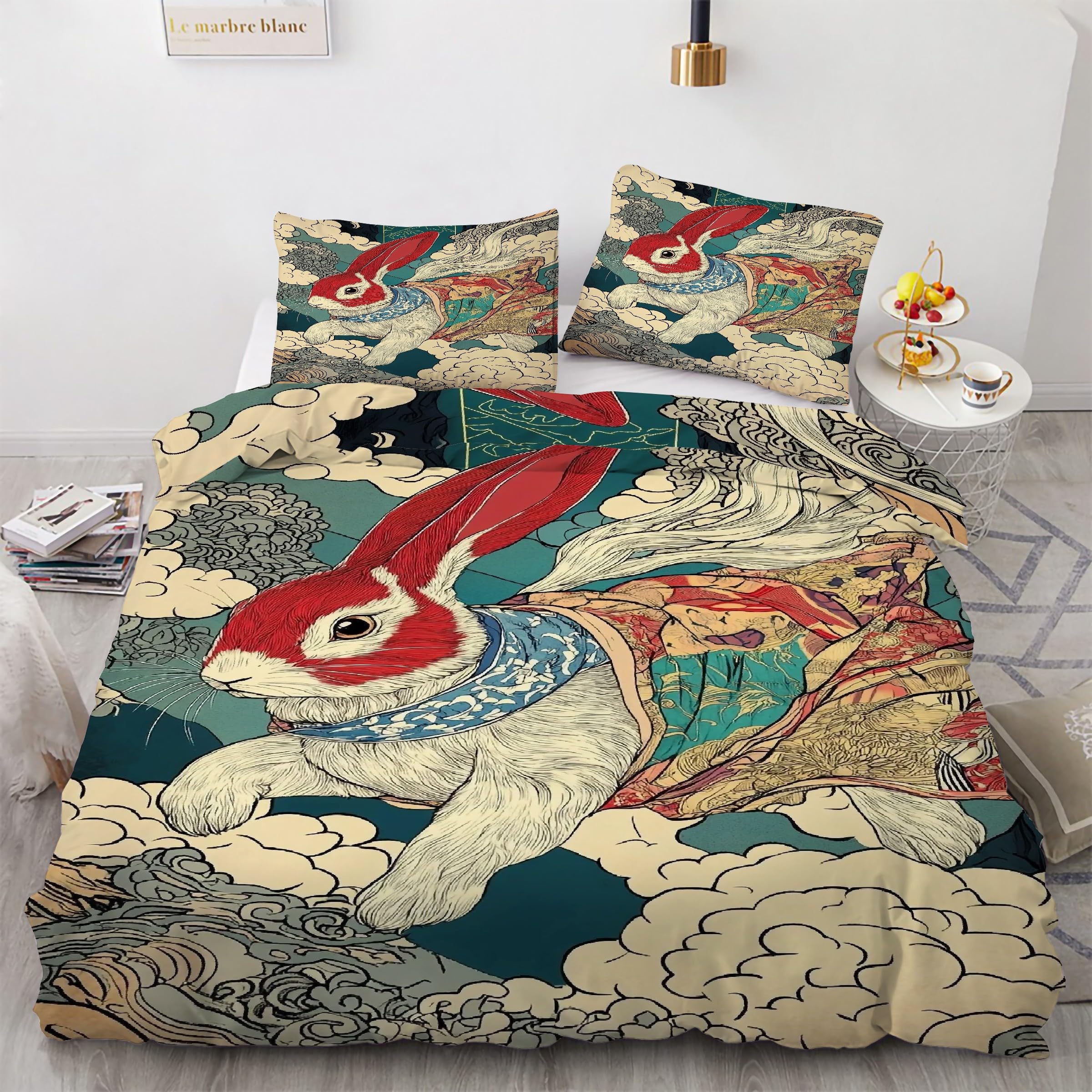 Fini la couette qui glisse avec cette housse de couette lapin 160x200 zippée