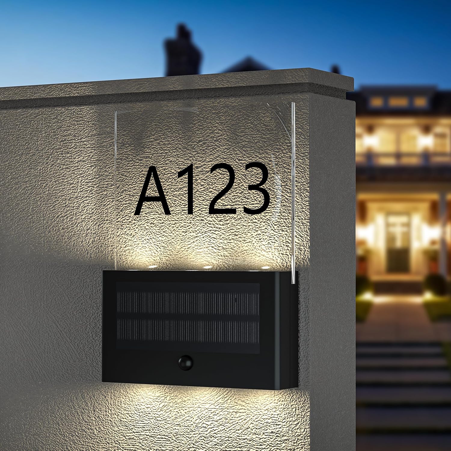 Solar House Number Light, Up/Down Design, 2025 Model, Motion Sensor, Warm White, Waterproof, for Address Sign, Walls & Steps