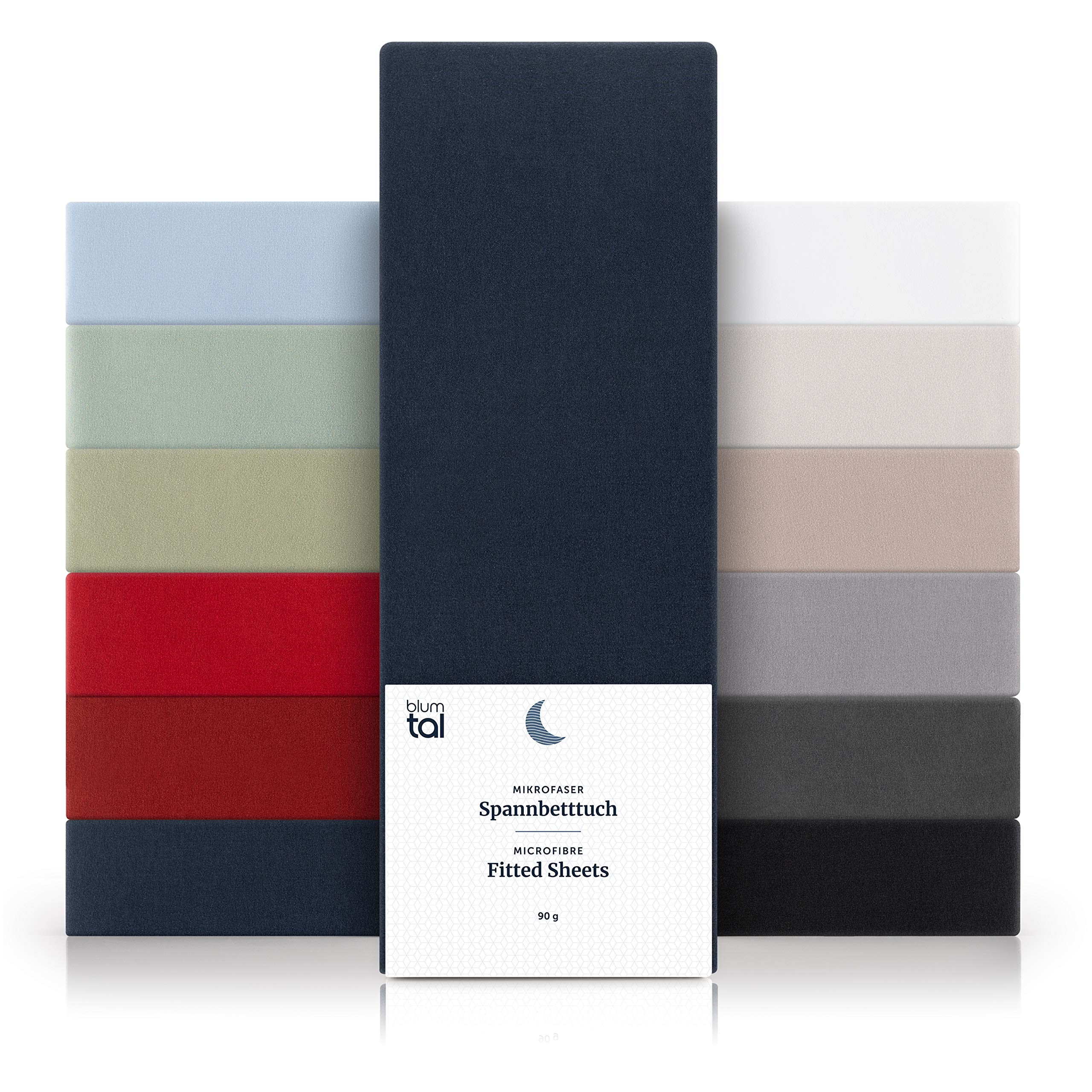 Blumtal Dark Ocean Blue - Blue Basics Brushed Microfibre Emperor Fitted Sheet 2 Pack - Super Soft Bed Sheets, Suitable For Mattresses With A Height Up To 25 Cm, Dark Ocean Blue