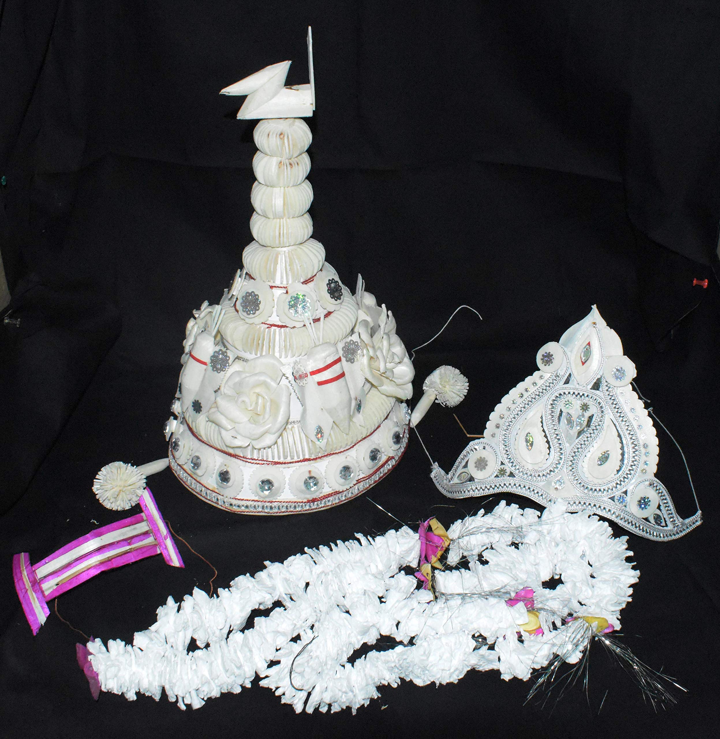 Natural Shola Topor & Mukut Set, Lotus, Medium