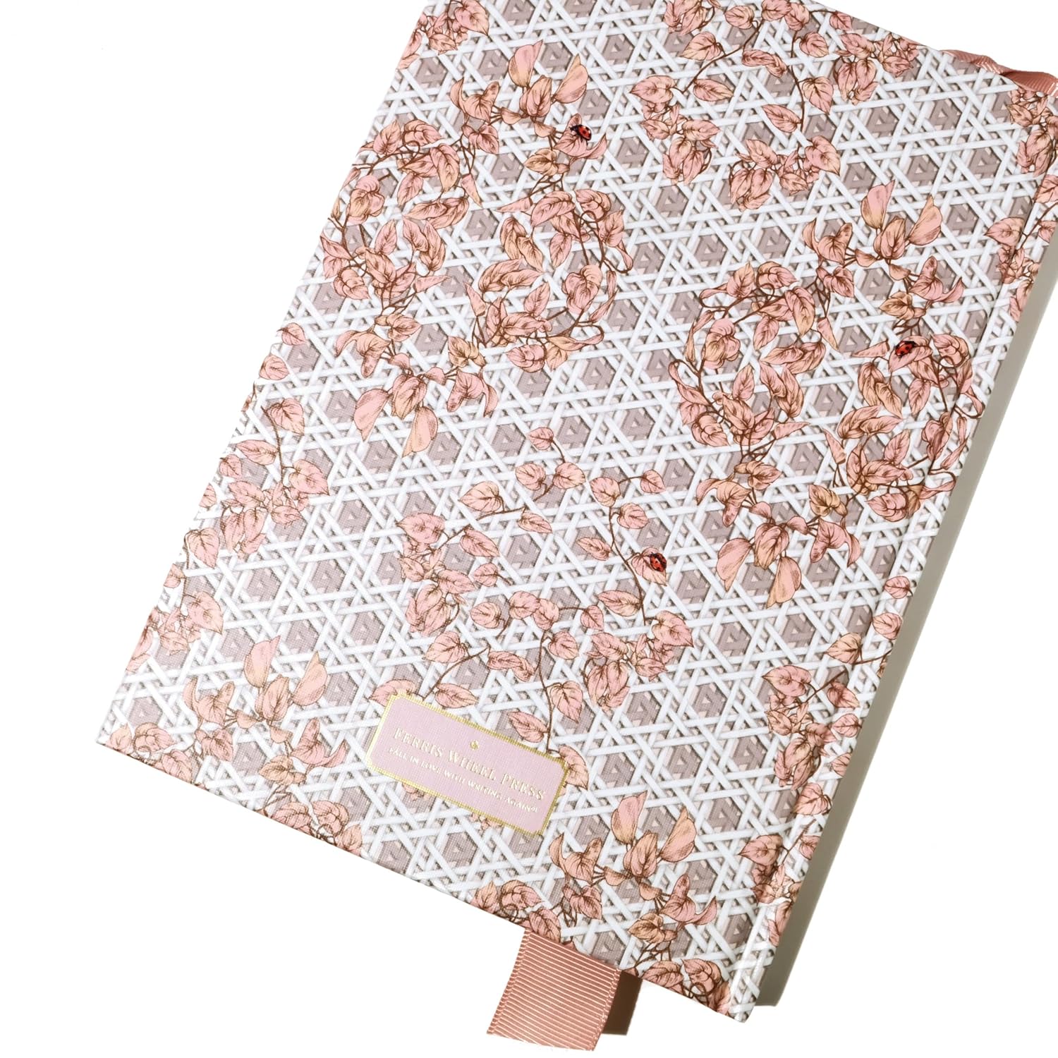 Ferris Wheel Press Enveloped in Rattan | Pink | A5 sized, 120 Lay-Flat Blank Pages, 160gsm Brilliant White Acid-Free Paper, Accordion Pocket, Grosgrain Ribbon Place Marker and Ink Bleed      Unknown Binding