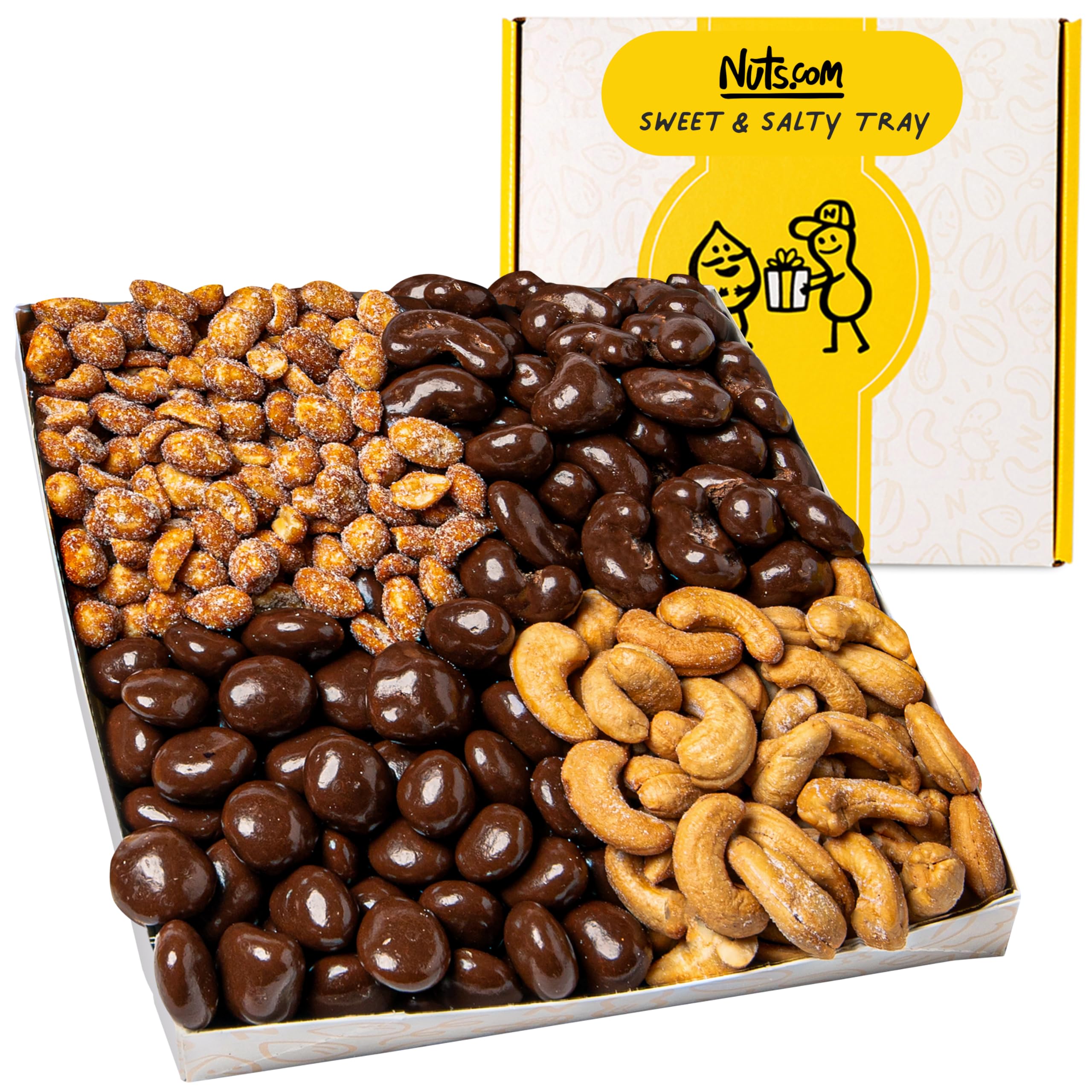 Sponsored Ad - Nuts.com – Sweet and Salty Gift Tray for Winter, Christmas and Festive Gifts — Healthy Snack Sampler Box, 1.25 Lbs of Roasted Cashews, Peanuts, Chocolate-Covered Raisins