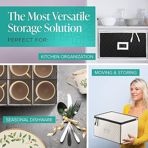 Miniatura 4 de Woffit Contenedores de almacenamiento de China, paquete de 6, contenedores acolchados para vajilla y vasos para empacar platos y vasos con 48