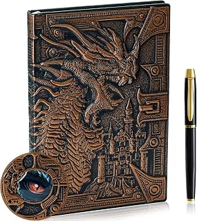 3D Dragon Embossed Journal Writing Notebook with Pen Set,Hardcover DND Journal Handmade Daily Notepad Travel Diary,RPG Accessories Gift for DM's&D&D Players,Men&Women