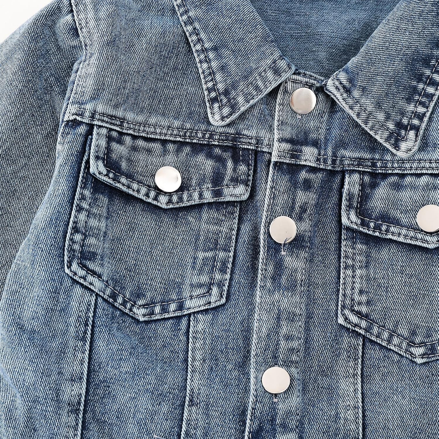 Girls Denim Jacket 3-10 Years, Cute Sequin Bunny Embroidered Jean Coat, Stretch Washed Long Sleeve Spring Outerwear - Image 5