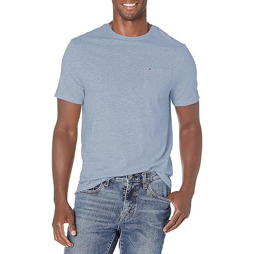 Tommy Hilfiger Mens Essential Short Sleeve Stripe Crewneck Pocket T-Shirt