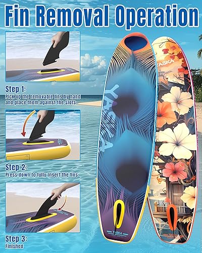 Vista 5 de YASKA Inflatable Stand Up Paddle Board - 11ft Extra Wide Paddleboard with Premium SUP Board Accessories,Camera Mount,Non-Slip EVA Deck,5