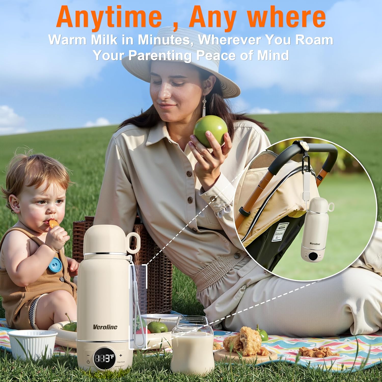 Portable Bottle Warmer for Travel– Warm Baby Formula, Breastmilk, or Water, 13.5oz Milk Warmer with Precise Temp Control & Long Battery Life, Super Fast Charging Baby Bottle Warmer for On-The-Go - Image 2