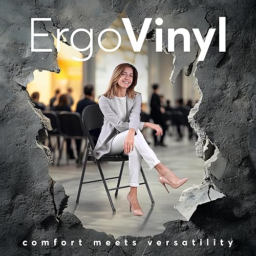 Miniatura 5 de Oline Sillas plegables de vinilo, sillas acolchadas de vinilo con marco de metal duradero, sillas plegables apilables para interiores y exteriores,