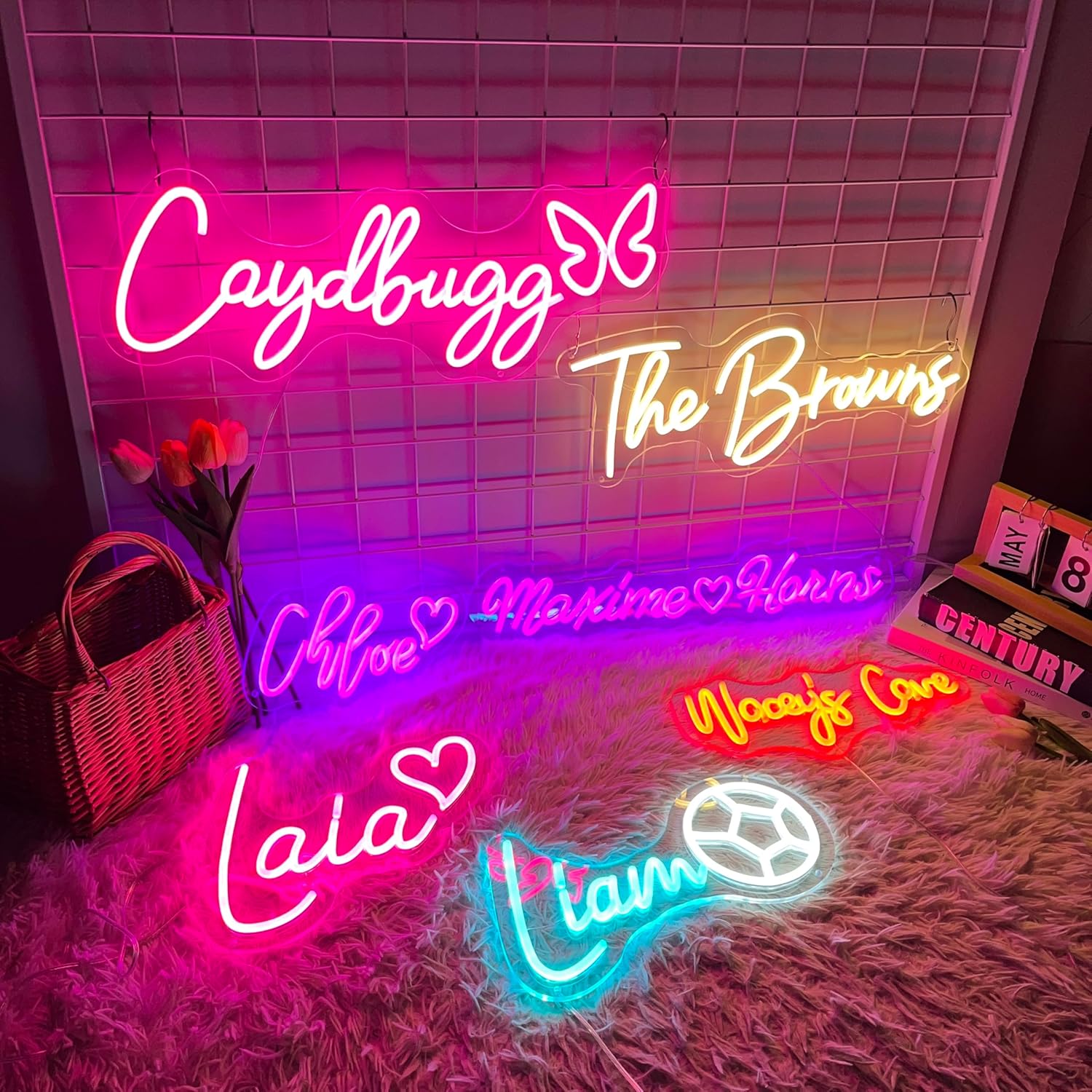 Custom Neon Sign Customizable for Wall Decor, Neon Name Sign Personalized for Birthday Wedding Gifts, LED sign for Bedroom Party Home Business, 10''-55''
