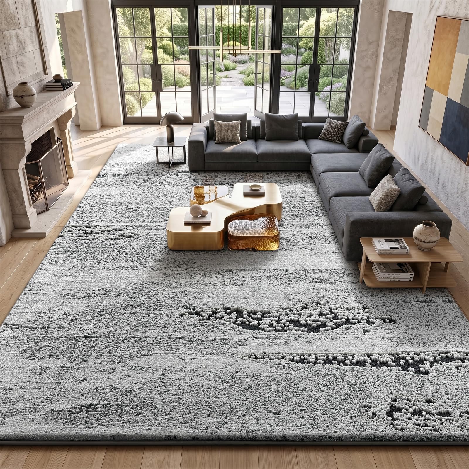 Sour Lemon Tapis de Salon Abstrait Moderne Antidérapant, Poils Hauts et Bas
