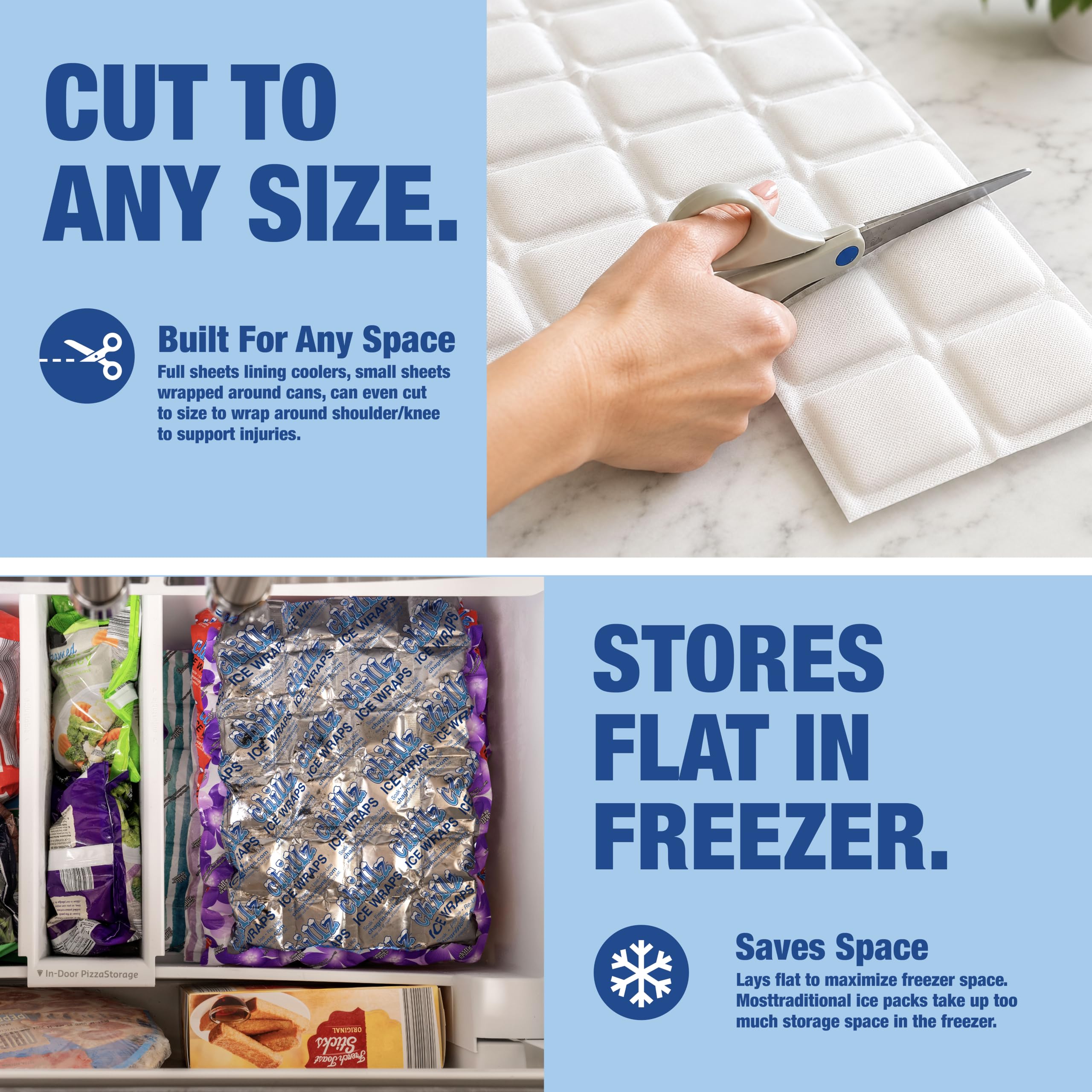 Chillz Lot de 20 feuilles de glace flexibles et réutilisables, durables pour glacières, kits de déjeuner et thérapie glacée (10-6, 5-12 et 5-24), violet floral,