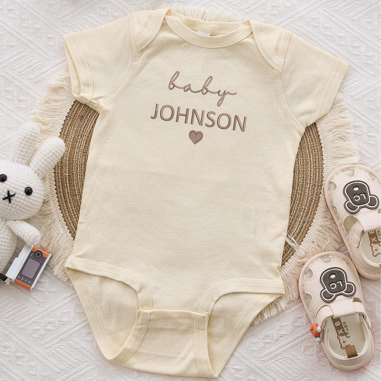 COUPLEHOODIES Personalized Baby Onesie Bodysuit – Custom Embroidery Gift for Pregnancy Reveal Baby Shower or First Grandchild - Image 3