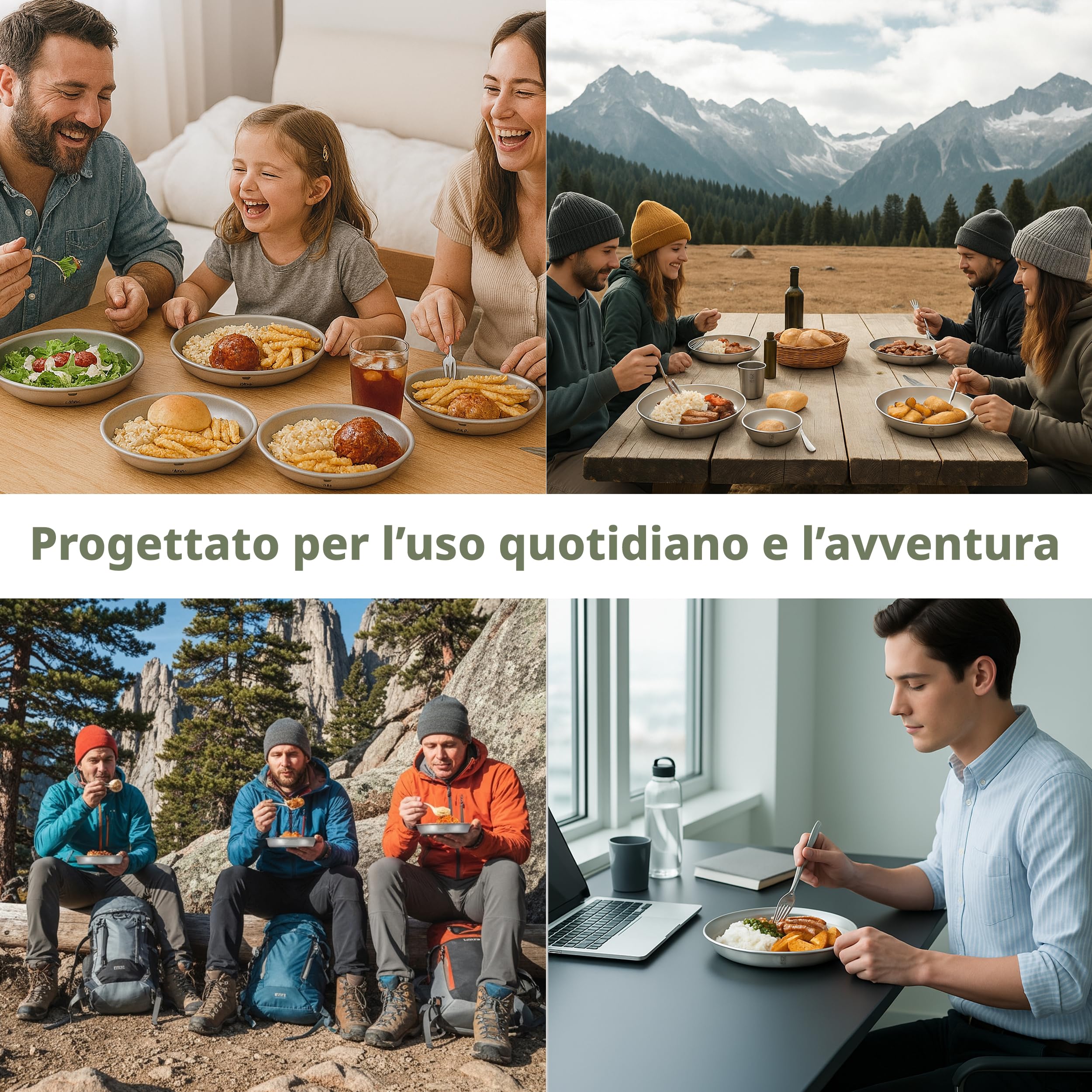 Keith Piatti Titanium - Piatti da campeggio leggeri con bordi arrotolati, design impilabile, resistenti alla corrosione, ideali per cene all'aperto, campeggio, snack e pasti (450 ml)