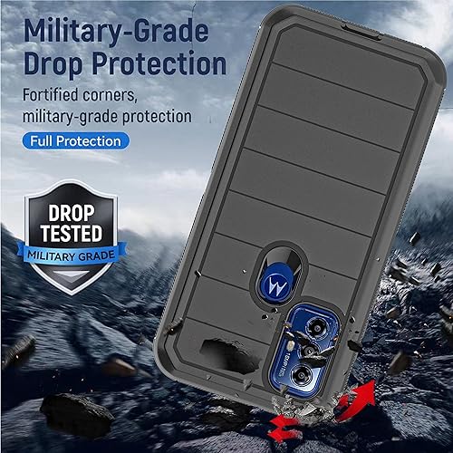 Miniatura 3 de YmhxcY Para Moto G Pure & Power 2022 - Funda duradera a prueba de caídas de 3 capas con armadura de goma sólida a prueba de golpes, color negro