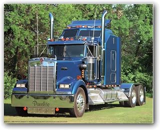 Impact Posters Gallery Construction Truck Wall Decor Picture 1993 Blue Kenworth Semi Big Rig Diesel Art Print Poster (16x20)